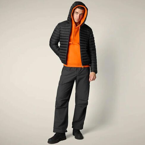 سترة منتفخة بغطاء للرأس للرجال من SAVE THE DUCK - معطف خفيف الوزن مبطن من النايلون مقاوم للماء والرياح مع غطاء للرأس in Kuwait