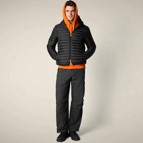 سترة منتفخة بغطاء للرأس للرجال من SAVE THE DUCK - معطف خفيف الوزن مبطن من النايلون مقاوم للماء والرياح مع غطاء للرأس in Kuwait