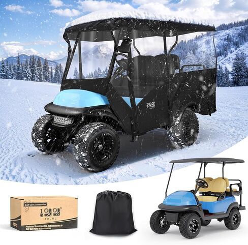 10L0L Universal Golf Cart Cover 4 Passenger Compatible with Yamaha, EZGO TXT/RXV, Club Car DS/Precedent Models- 94’’ Roof Fit, Golf Cart Cover Waterproof 600D Material Windproof Transparent on 4 Sides in Saudi Arabia