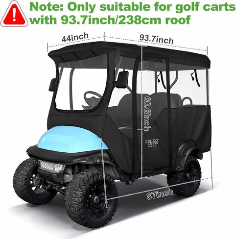10L0L Universal Golf Cart Cover 4 Passenger Compatible with Yamaha, EZGO TXT/RXV, Club Car DS/Precedent Models- 94’’ Roof Fit, Golf Cart Cover Waterproof 600D Material Windproof Transparent on 4 Sides in Saudi Arabia