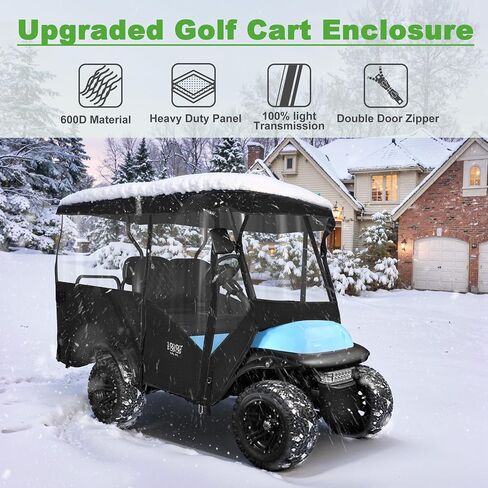 10L0L Universal Golf Cart Cover 4 Passenger Compatible with Yamaha, EZGO TXT/RXV, Club Car DS/Precedent Models- 94’’ Roof Fit, Golf Cart Cover Waterproof 600D Material Windproof Transparent on 4 Sides in Saudi Arabia