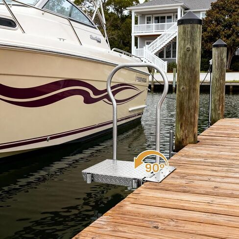 Boat Boarding Platforms with Handrail, Dock Extension Step with Safety Grab Bar, Folding Dock Boarding Platforms for Marina, Docks, Deck, Boat (500LBs Capacity,Silver) in Saudi Arabia