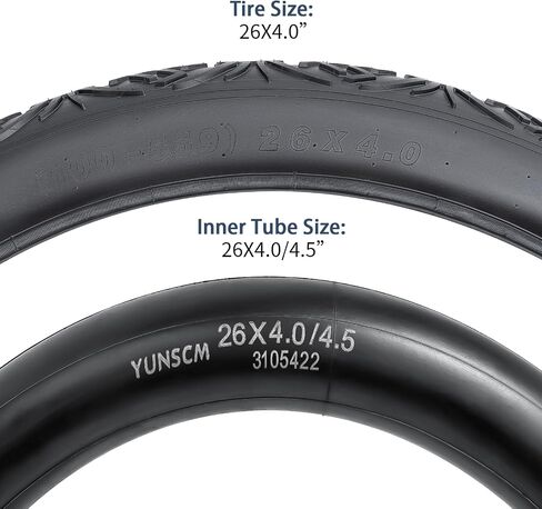 YUNSCM 2-PCS 26" Fat E-Bike Tires 26X4.0/(100-559) and 26" Heavy Duty Bike Tubes Schrader Valve Compatible with Road Bike 26 X 4.0 Bicycle E-Bike Tires and Tubes (Y-1291) in Saudi Arabia