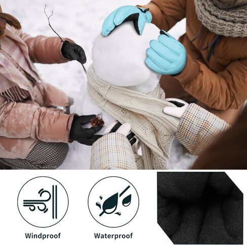 قفازات التزلج، مقاومة للماء، متوافقة مع شاشة اللمس، شتاء دافئ 3M EC120 مملوء، حبل مضاد للضياع للوالدين والأطفال in Kuwait