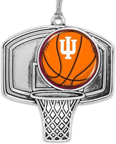 Indiana Hoosiers Basketball Goal Silver Metal Christmas Ornament Gift Tree Decoration in Saudi Arabia