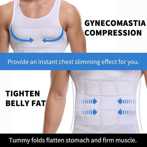 Men Slimming Body Shaper Vest Gynecomastia Compression Shirts Tummy Control Shapewear Moobs Undershirt Tank Top in Saudi Arabia