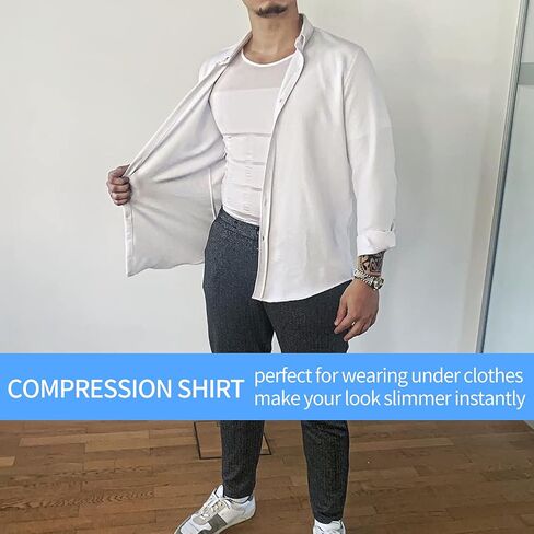 Men Slimming Body Shaper Vest Gynecomastia Compression Shirts Tummy Control Shapewear Moobs Undershirt Tank Top in Saudi Arabia