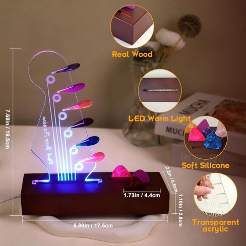 حامل اختيار الجيتار المضيء، مع ضوء LED 7 ألوان يعمل بمنفذ USB لعرض اختيار الجيتار الأكريليك، ملحقات الجيتار، هدية للرجال/الموسيقيين محبي الجيتار (بدون اختيار الجيتار) in Saudi Arabia