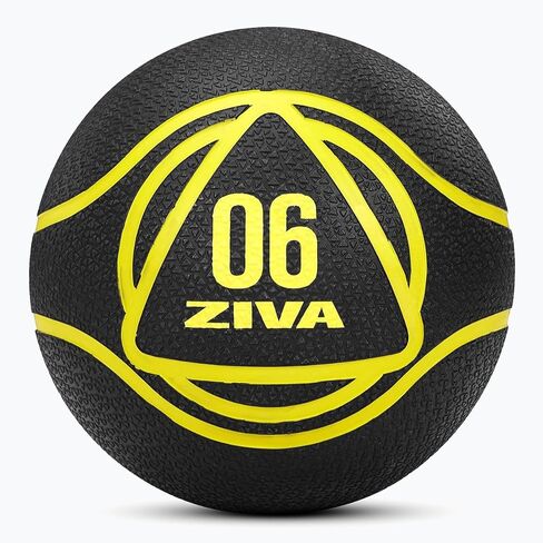 ZIVA Medicine Ball – Durable Rubber Weighted Ball with Easy-Grip Textured Shell for Core, Balance and Strength Training – Commercial Quality (Black, 4–12 lb) in Saudi Arabia