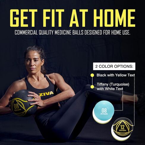 ZIVA Medicine Ball – Durable Rubber Weighted Ball with Easy-Grip Textured Shell for Core, Balance and Strength Training – Commercial Quality (Black, 4–12 lb) in Saudi Arabia
