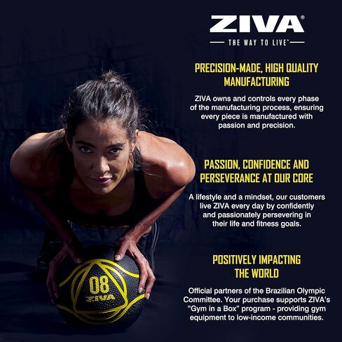 ZIVA Medicine Ball – Durable Rubber Weighted Ball with Easy-Grip Textured Shell for Core, Balance and Strength Training – Commercial Quality (Black, 4–12 lb) in Saudi Arabia