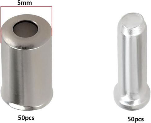 ECSiNG 100pcs Bicycle Brake Cable End Caps Set 5mm Mountain Bikes Brake Cable End Caps MTB Aluminum Brake Cable Housing End Caps Silver in Saudi Arabia