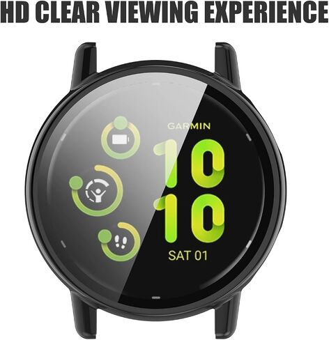 عبوتان لواقي شاشة Garmin Vivoactive 5، حافظة من الزجاج المقوى عالي الدقة Vivoactive 5 (أسود) in Kuwait