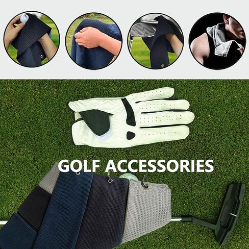 Microfiber Golf Towel(16" X 16") with Carabiner Clip,Hook and Loop Fastener-Blue in Saudi Arabia