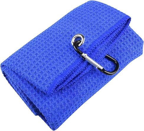 Microfiber Golf Towel(16" X 16") with Carabiner Clip,Hook and Loop Fastener-Blue in Saudi Arabia