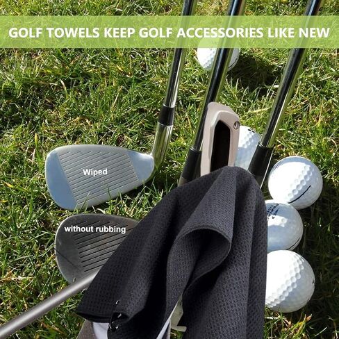 Microfiber Golf Towel(16" X 16") with Carabiner Clip,Hook and Loop Fastener-Blue in Saudi Arabia