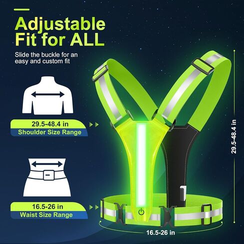LED Reflective Vest Running Gear, High Visibility Reflective Running Gear, Rechargeable Light Up Running Vest for Night Running, Cycling, Walking, Adjustable Reflective Vest for Men and Women in Saudi Arabia