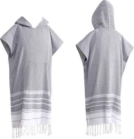 1pcs Turkish Towel Poncho Turkish Cotton Beach Poncho wim Cover Up Wearable Towel Hooded Poncho with Pocket for Adult Man Women (Green) in Kuwait