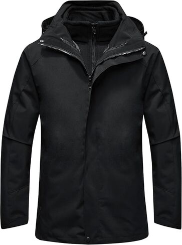 Women's Hooded Winter Jacket Warm Fleece Lining Detachable Mountaineering Jacket Snow Raincoat in Saudi Arabia