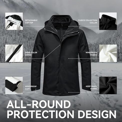 Women's Hooded Winter Jacket Warm Fleece Lining Detachable Mountaineering Jacket Snow Raincoat in Saudi Arabia
