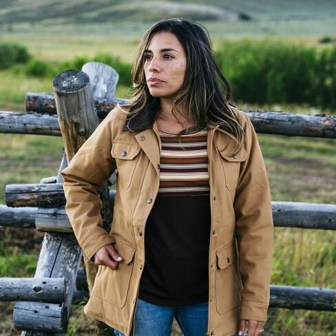 سترة نسائية من قماش Gidley من Outback Trading Company، دافئة ومتينة وقابلة للتعديل من القطن وبطانة من الصوف للعمل في الهواء الطلق للمشي لمسافات طويلة in Kuwait