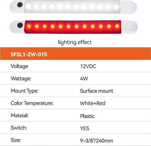 ضوء شريط LED بحري من سلسلة سيفلو 01 مع مفتاح - 12 فولت تيار مستمر، 4 وات، IP6، أبيض (4000-4500 ك)، حامل سطحي، طول 9.45 بوصة، غلاف الكمبيوتر الشخصي، مفتاح مدمج، قوارب، عربة سكن متنقلة، العربة، تحت الخزانة، ضمان لمدة 4 سنوات in Saudi Arabia