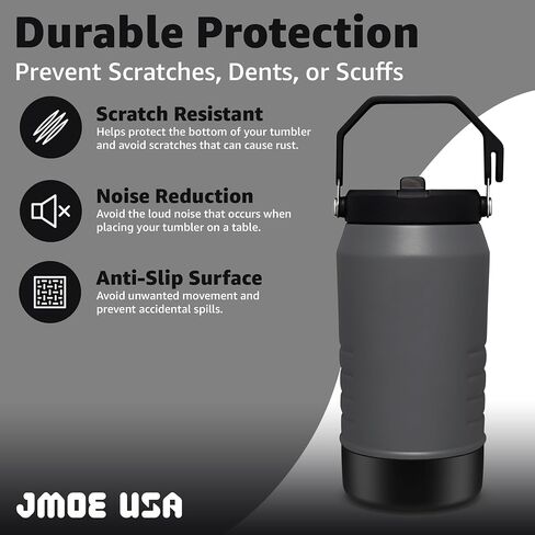 حذاء Jmoe USA لإبريق Stanley IceFlow | مصنوع من السيليكون المطابق للون | كم واقٍ متين وغير قابل للانزلاق | يمنع الضربات والخدوش (أسود، 64 أونصة) in Kuwait