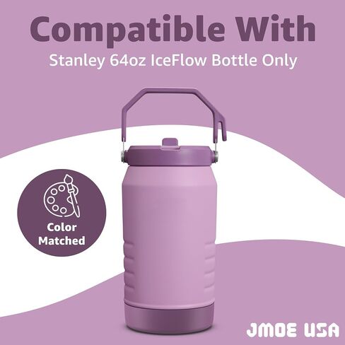 حذاء Jmoe USA لإبريق Stanley IceFlow | مصنوع من السيليكون المطابق للون | كم واقٍ متين وغير قابل للانزلاق | يمنع الضربات والخدوش (أسود، 64 أونصة) in Kuwait