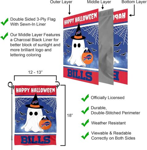 Buffalo Bills Happy Halloween Garden Flag Double Sided Banner in Saudi Arabia