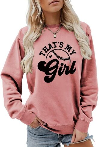 Women Sweatshirt That's My Girl Long Sleeve Crew Neck Graphic Pullover Top Baseball Softball Mom Sports Casual Shirt in Saudi Arabia