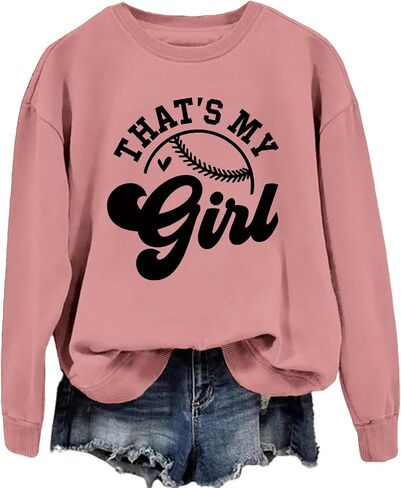 Women Sweatshirt That's My Girl Long Sleeve Crew Neck Graphic Pullover Top Baseball Softball Mom Sports Casual Shirt in Saudi Arabia