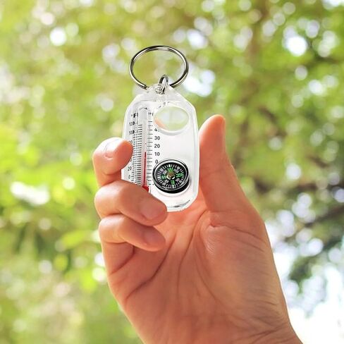 Compass Thermometers Keyring - Survival Thermometers Compass Keychain | Compasses Thermometers Keychain | Small Keychain with Compass | Pocket Sized Compass Keyring Gear for Outdoor Camping in Saudi Arabia