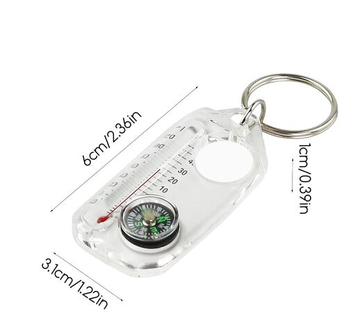 Compass Thermometers Keyring - Survival Thermometers Compass Keychain | Compasses Thermometers Keychain | Small Keychain with Compass | Pocket Sized Compass Keyring Gear for Outdoor Camping in Saudi Arabia