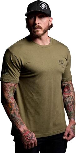 Born Primitive Unisex Tactical Skull Tee - Lightweight Athletic Fit Short Sleeve Crew Neck T-Shirt with American Flag Sleeve in Saudi Arabia