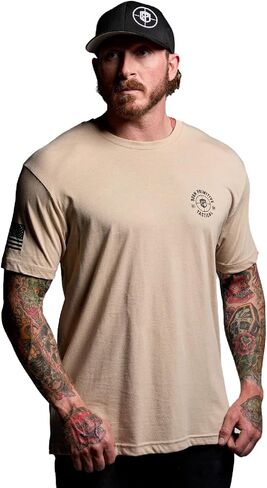 Born Primitive Unisex Tactical Skull Tee - Lightweight Athletic Fit Short Sleeve Crew Neck T-Shirt with American Flag Sleeve in Saudi Arabia