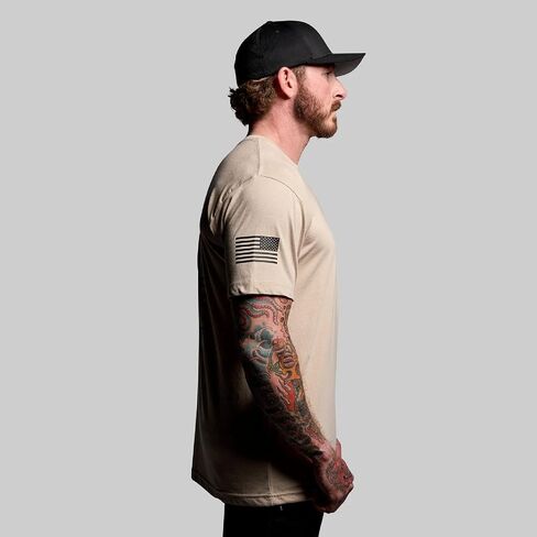 Born Primitive Unisex Tactical Skull Tee - Lightweight Athletic Fit Short Sleeve Crew Neck T-Shirt with American Flag Sleeve in Saudi Arabia