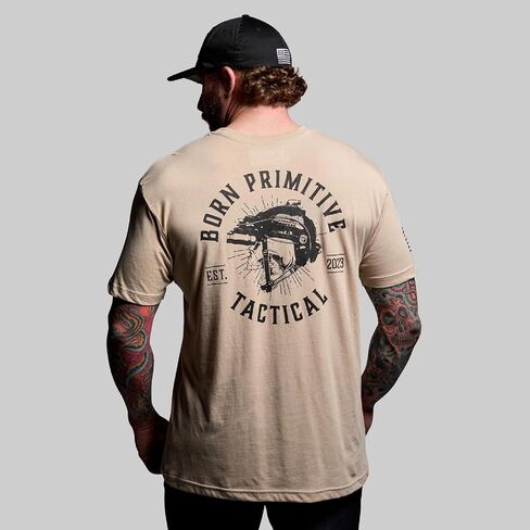 Born Primitive Unisex Tactical Skull Tee - Lightweight Athletic Fit Short Sleeve Crew Neck T-Shirt with American Flag Sleeve in Saudi Arabia