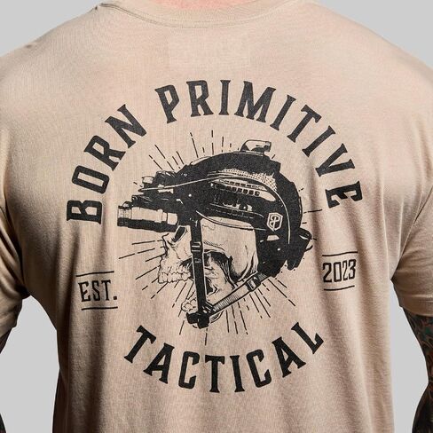 Born Primitive Unisex Tactical Skull Tee - Lightweight Athletic Fit Short Sleeve Crew Neck T-Shirt with American Flag Sleeve in Saudi Arabia