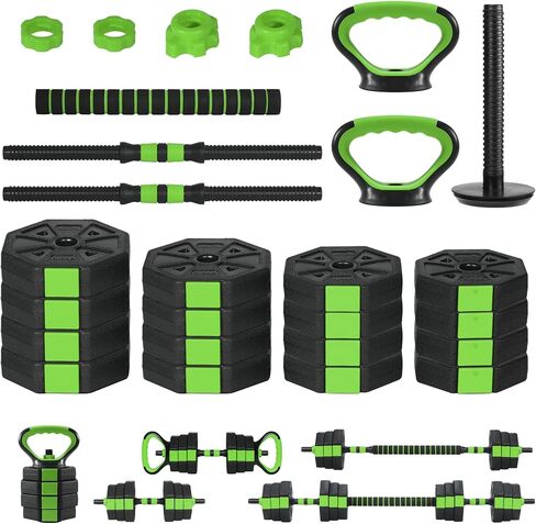3-in-1 Adjustable Dumbbell Set 66lbs, Free Weights for Home Gym with Anti-Slip Handle & Connector, Barbell/Kettlebell/Dumbbell Combo for Men Women in Saudi Arabia