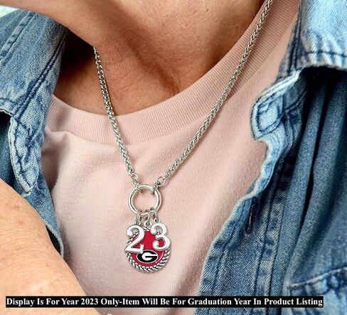 From the Heart Georgia Bulldogs Graduation Year 2025 Silver Necklace Jewelry Licensed UGA in Saudi Arabia