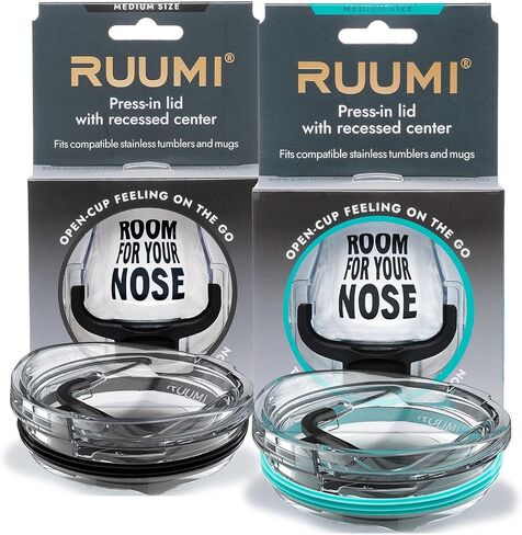 Ruumi® Nose Recess Tumbler Lid (Black) – Compatible with 20 oz Yeti Rambler, Ozark Trail, Swig – See Chart for Other Brands/Sizes in Saudi Arabia
