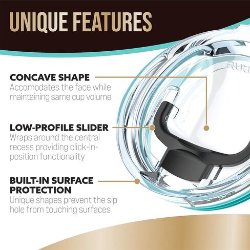 Ruumi® Nose Recess Tumbler Lid (Black) – Compatible with 20 oz Yeti Rambler, Ozark Trail, Swig – See Chart for Other Brands/Sizes in Saudi Arabia