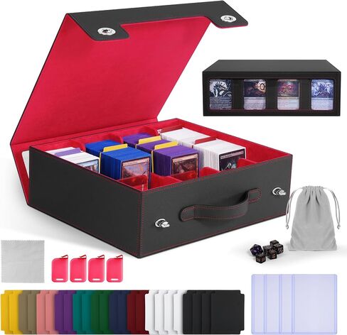 Trading Card Storage Box with Portable Handle, 3000+ MTG Storage Box with 4 Card Stoppers Commander Display Deck Box Card Case Toploader MTG TCG Sports Cards Commander Deck Box(Black&Purple) in Saudi Arabia
