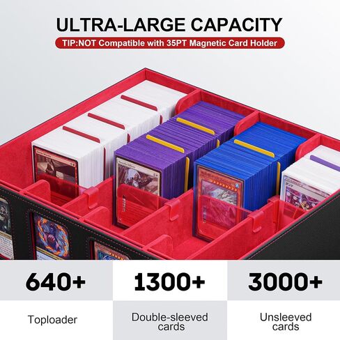 Trading Card Storage Box with Portable Handle, 3000+ MTG Storage Box with 4 Card Stoppers Commander Display Deck Box Card Case Toploader MTG TCG Sports Cards Commander Deck Box(Black&Purple) in Saudi Arabia