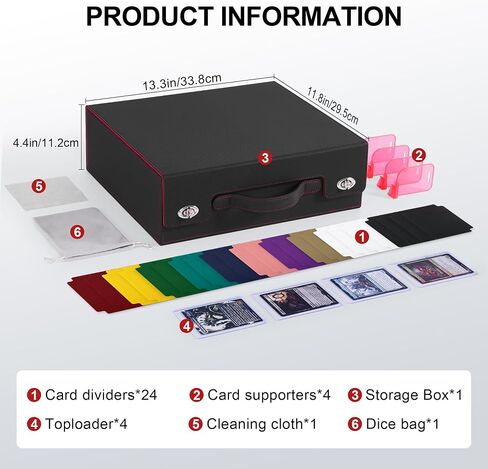 Trading Card Storage Box with Portable Handle, 3000+ MTG Storage Box with 4 Card Stoppers Commander Display Deck Box Card Case Toploader MTG TCG Sports Cards Commander Deck Box(Black&Purple) in Saudi Arabia