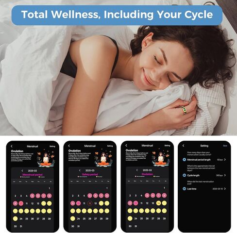 حلقة ذكية مع تنبيهات إخطار فورية والتحكم في الإيماءات - حلقة تعقب النوم، حلقة اللياقة البدنية للخطوات ومعدل ضربات القلب، مقاومة للماء IP68 (أسود، 12) in Saudi Arabia