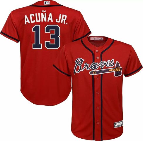 Atlanta Braves Ronald Acuna Jr. Kids Red Alternate Baseball Jersey, Size 4-7 in Saudi Arabia