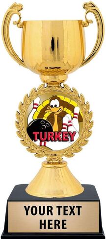 Personalized Bowling Trophy, 7.25" Gold Cup Bowling Turkey Trophies with Free Custom Engraving Prime in Saudi Arabia