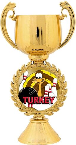 Personalized Bowling Trophy, 7.25" Gold Cup Bowling Turkey Trophies with Free Custom Engraving Prime in Saudi Arabia