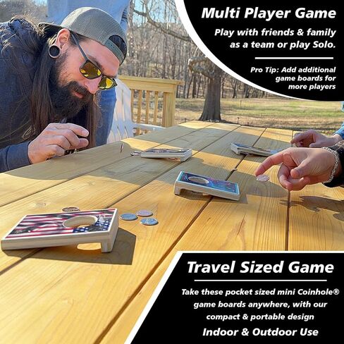 Pocket Tabletop Cornhole Game Set | Officially Licensed College Mini Football Cornhole Board Game | Includes Coins in Saudi Arabia